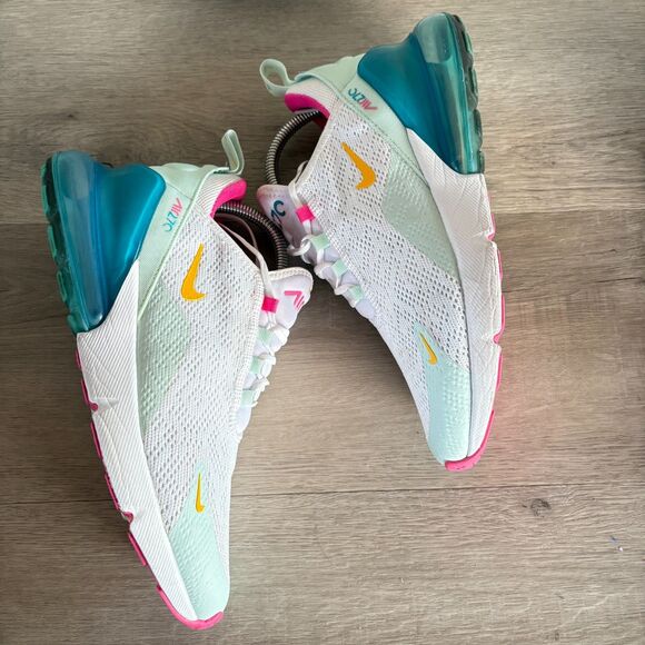 Nike Air Max 270 Shoes Womens Size 9 White Teal Pink Running CJ0568-100 - Picture 4 of 7